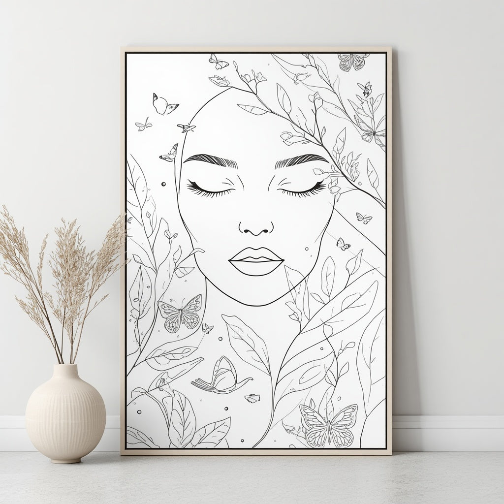 Élégance Intemporelle – Affiche Murale Minimaliste Femme & Nature