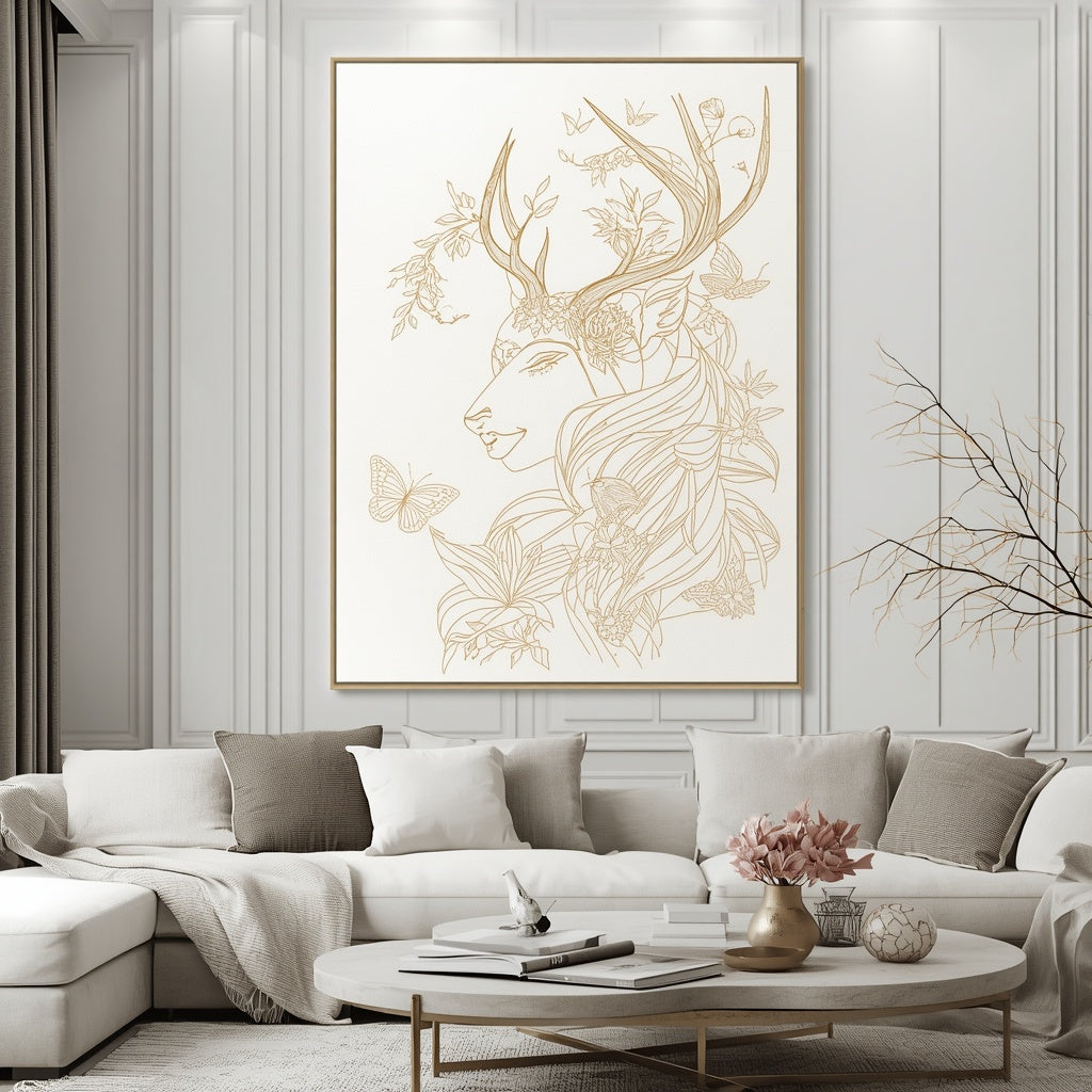 Essence de la Nature – Tableau Mural Luxe Femme & Faune Sauvage