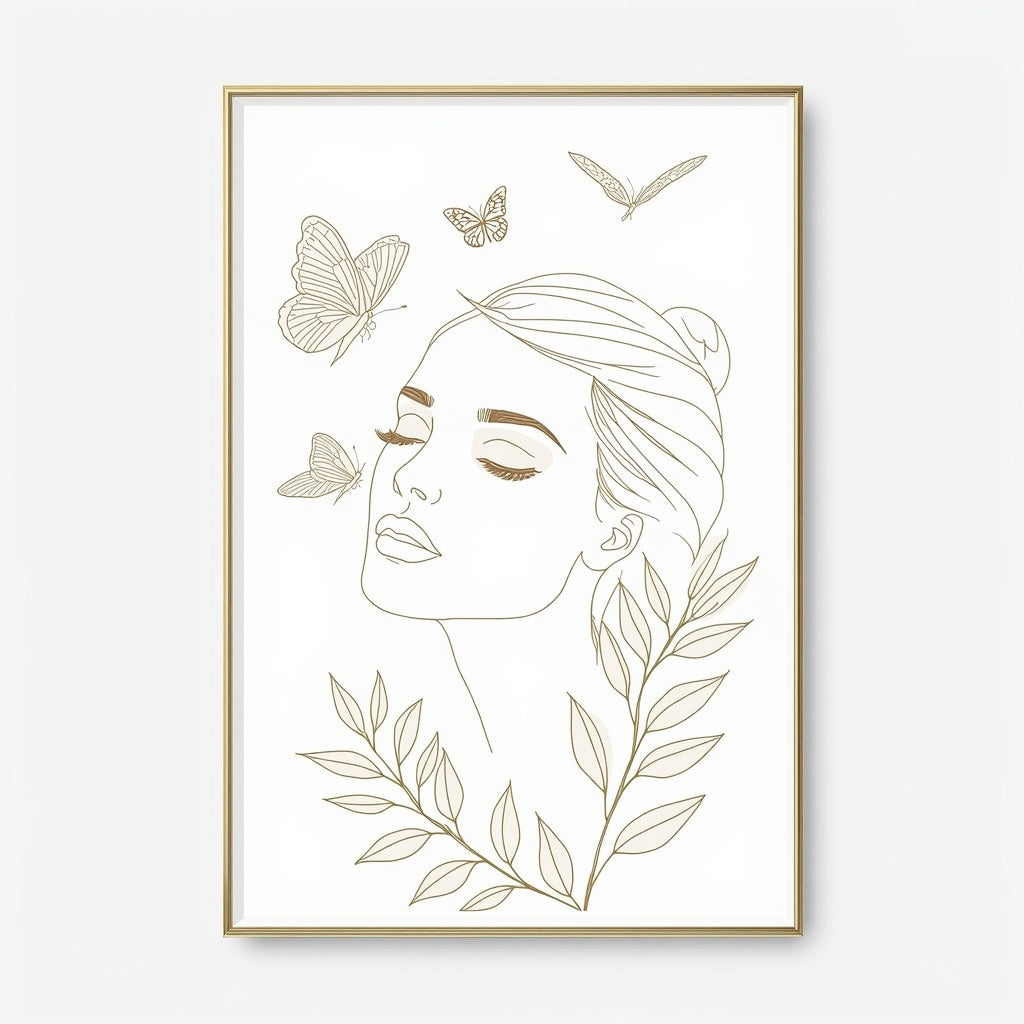 Sérénité Naturelle – Affiche Murale Femme & Papillons